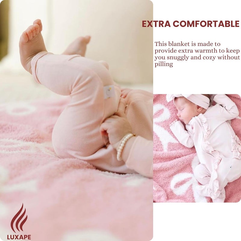 Luxape Bow Blanket Pink Bows Soft Throw Blanket Reversible Premium Cozy Fabric for Best Comfort - for Infant,Toddler,Newborn,Nursery,Girl,Throw,Crib,Stroller,Gift, (Pink Bows, 30x40 in) - Image 4